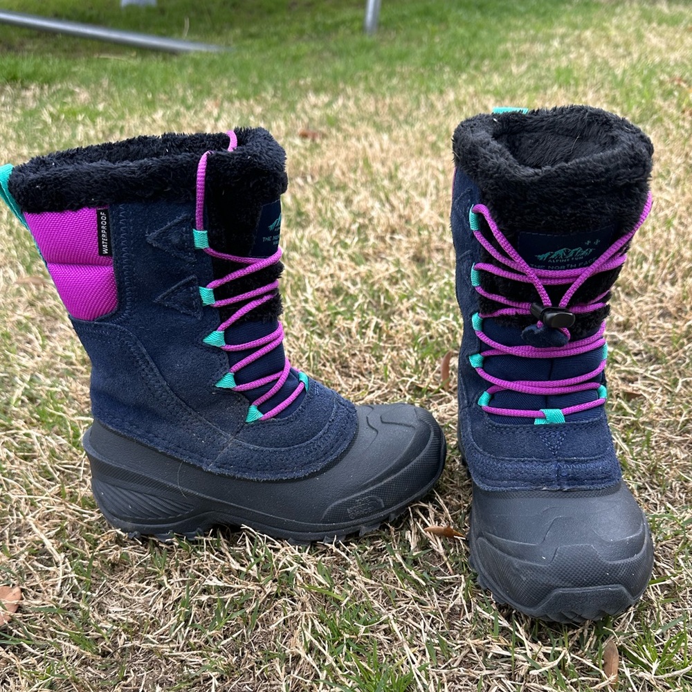 The North Face Kids Winter Boots with Pink and Teal Accents